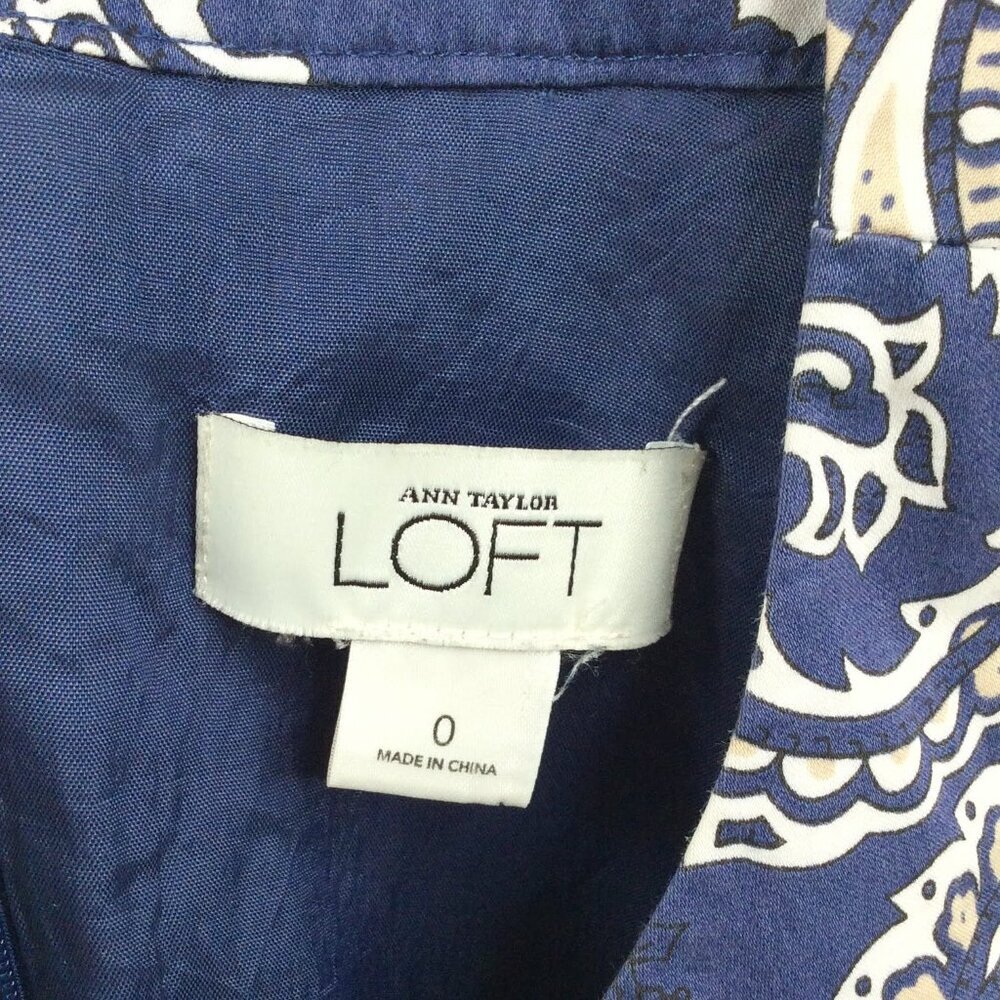 Ann Taylor LOFT Dress Womens Various Blue Paisley Sleeveless Tank Sheath - Picture 11 of 11
